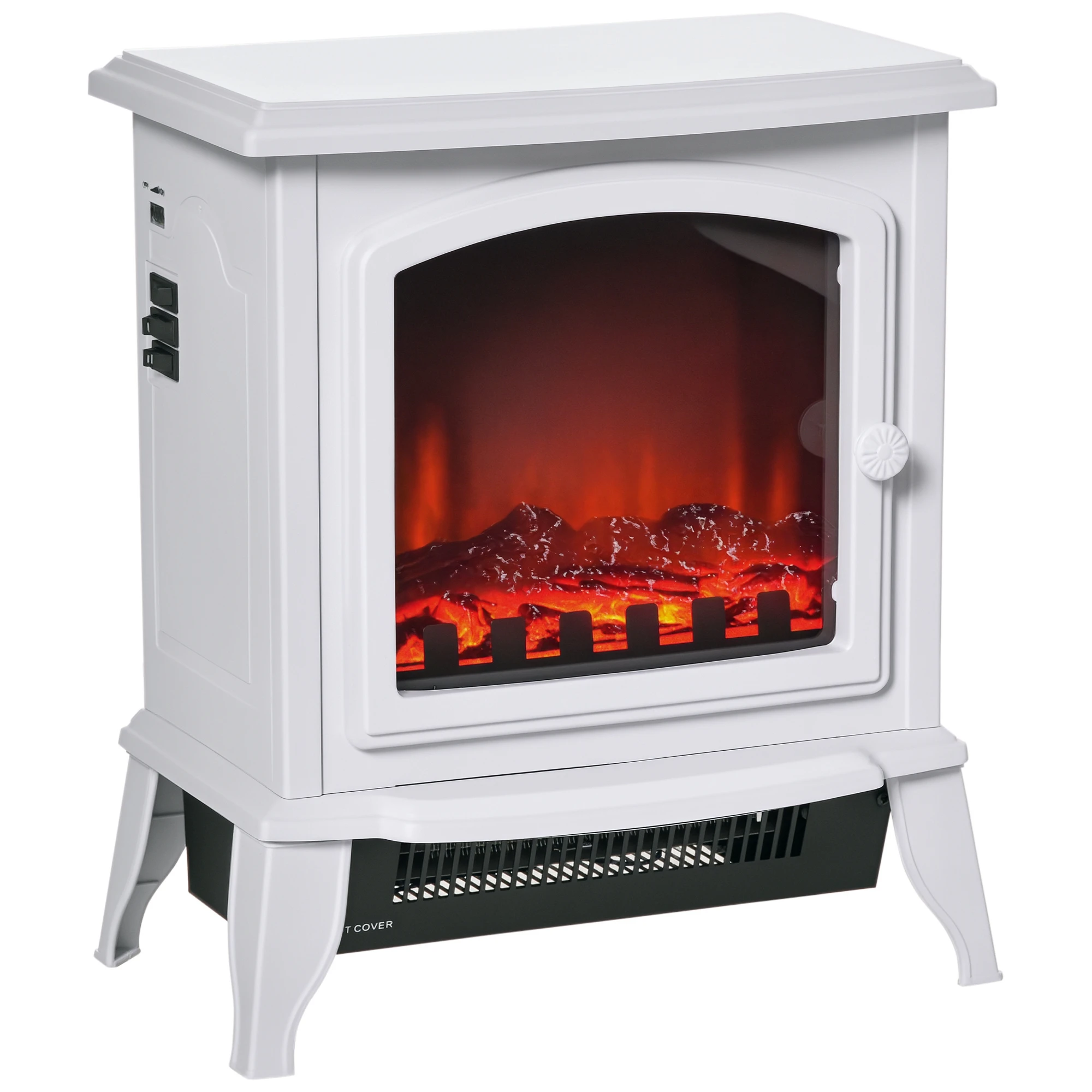 Homcom decoratieve haard met verstelbare thermostaat en bescherming tegen oververhitting voor kamers 20-25m2 36,5X24X45,5 cm