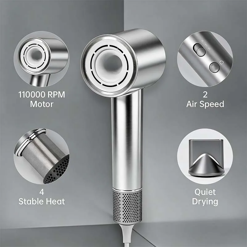 Wholesale Professional Salon Bldc Leafless High Speed Ionic Hair Dryer Fast Drying Electric DC for Hotel Household and RV Use