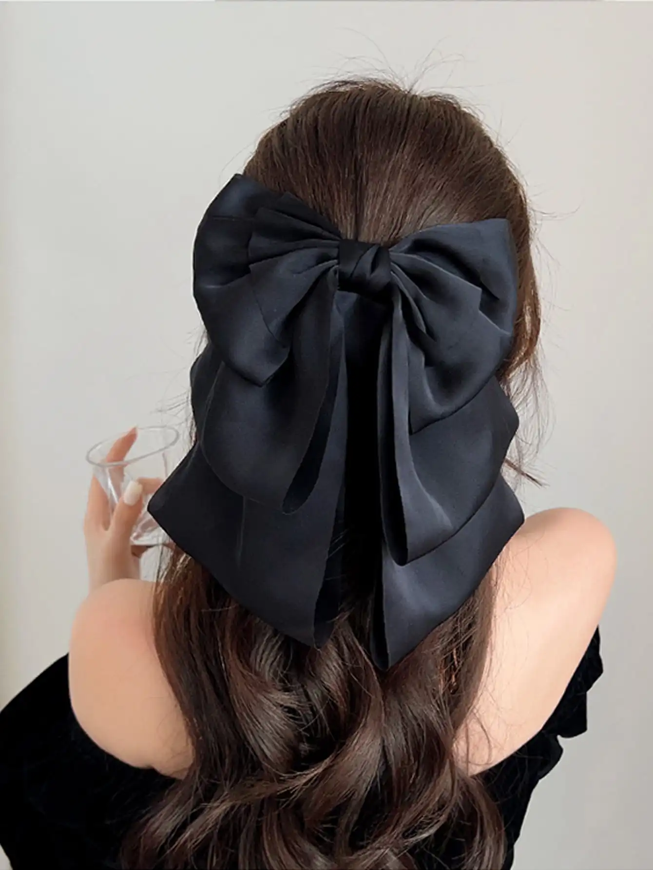 

1pc Women's Romantic Floral Bowknot Hair Clip With Gold Foil, Elegant And Sweet Hair Accessory For Large Quantity Hair