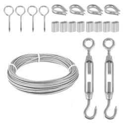 Cable Kit 15M/3Mm Stainless Steel Wire Rope Wire Cable Railing Kit PVC Coated For Climbing Plants Garden Wire Balustrade