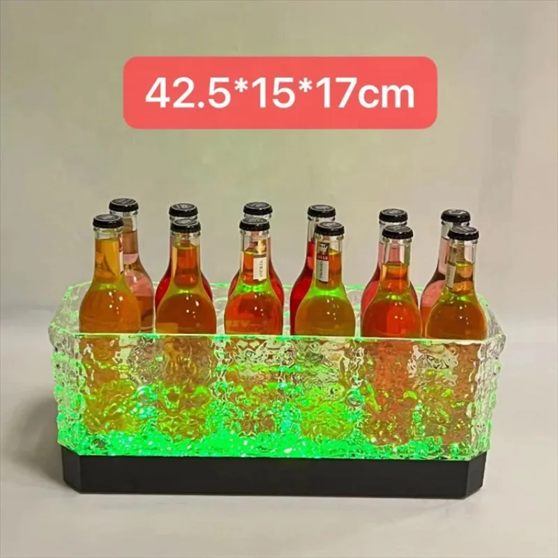 Hot selling rechargeable color changes 12 bottles PC plastic led ice bucket