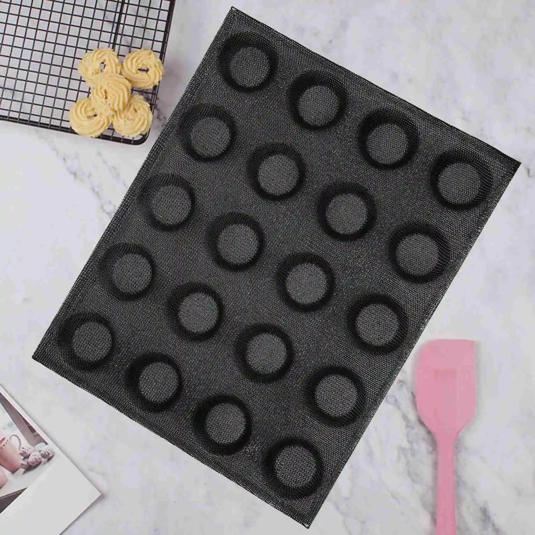 Molde de silicone de 20 buracos para bolo t mini pizza modelo redondo pão hambúrguer molde antiaderente ferramenta de bandeja de cozimento