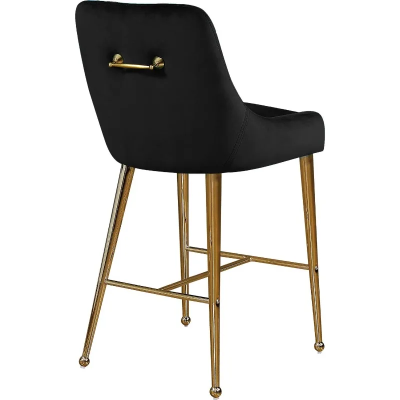 Owen Collection Modern | Contemporary Velvet Upholstered Counter Stool with Polished Gold Metal Legs, Set of 2