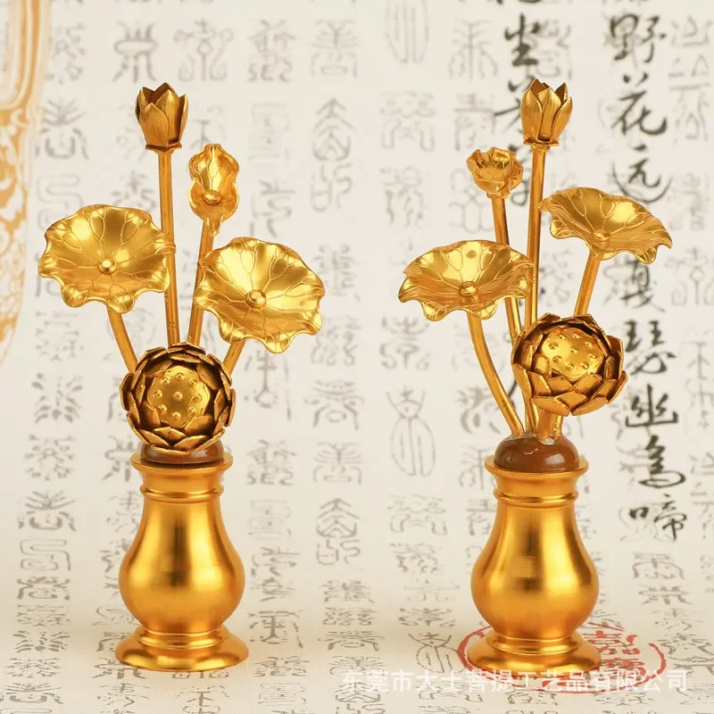 

X5-15 handmade buddha vase lotus buddhist hall artificial bouquet gilt lotus painted home buddha ornaments