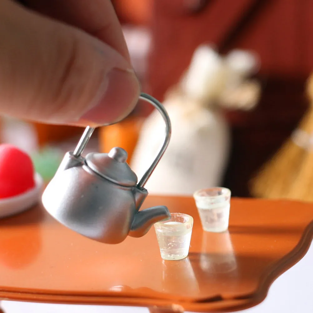 

Набор из 3 миниатюрных чайников: имитация кухонной утвари, декоративные украшения, портативные миниатюры для домашнего интерьера, реквизит для настольных сцен, мини-аксессуары для дома