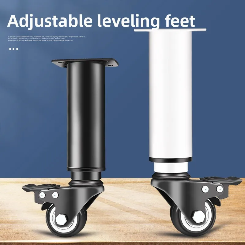 4PCS Cold rolled steel casters, table wheels, brake belts, stainless steel rotating wheels, universal wheels, telescopic feet