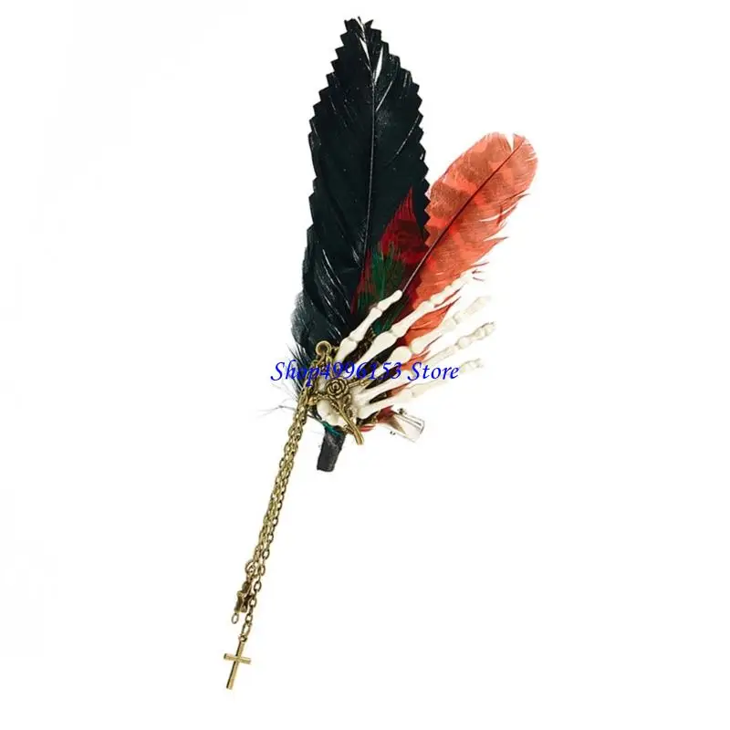 Q0Ke Quastenkette Brosche Kragen Pins Punk Gothic Revers Pins Anzug Stiftungen