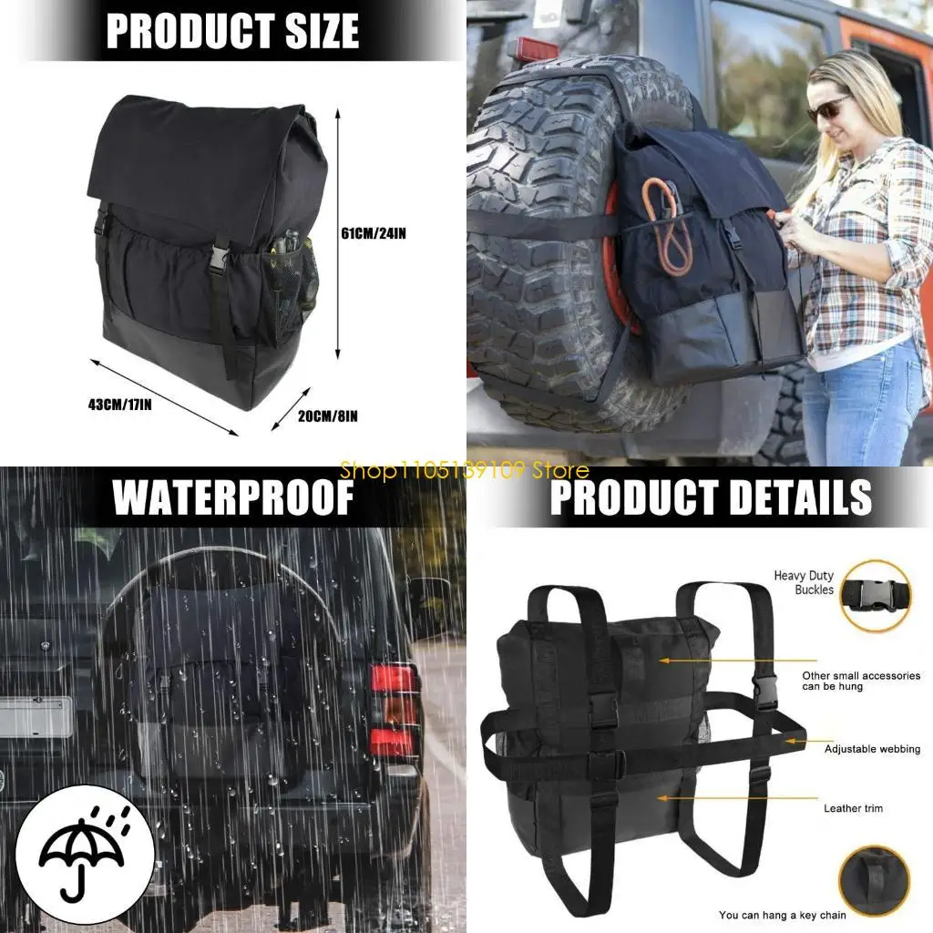 Tailgate Trash Bag Waterproof Spare Tire Trash Bag Cargo Storage Bag Truck for Recovery Gear Tools Holder Bag
