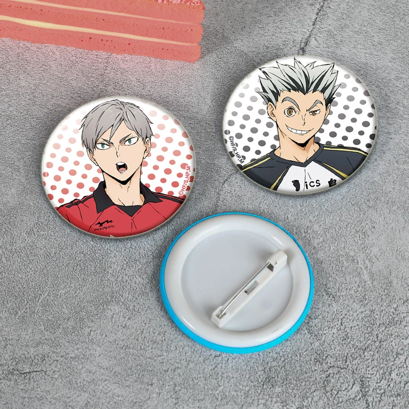 Anime Haikyuu!! Badges on Backpack Accessories Kenma Kozume Round Handmade Pins Cartoon Brooches for Clothes Bag Decor Gifts