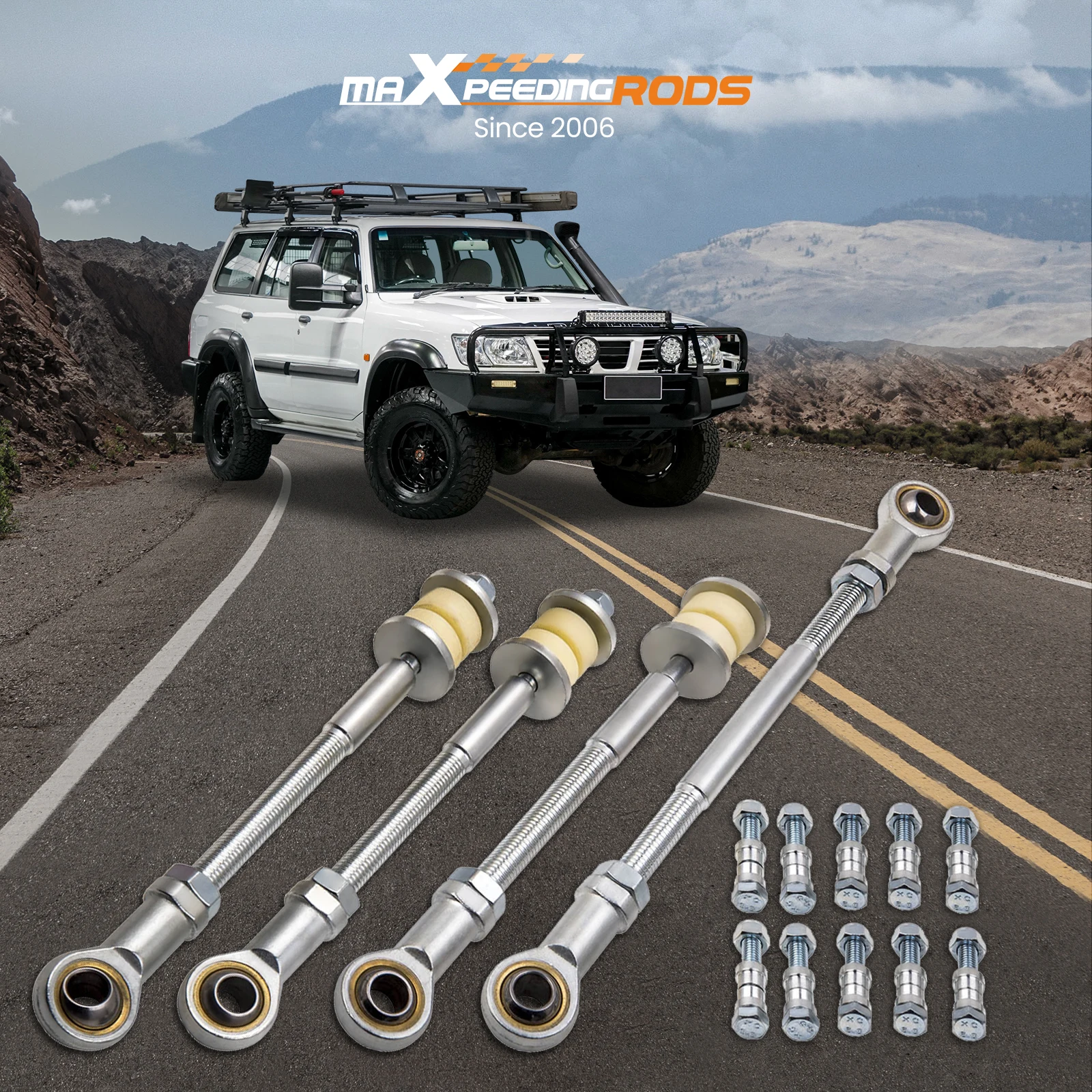 

Front & Rear Adjustable Extended Sway Bar Link for Nissan Patrol GU Y61 2-8 lift Front & Rear Adjustable