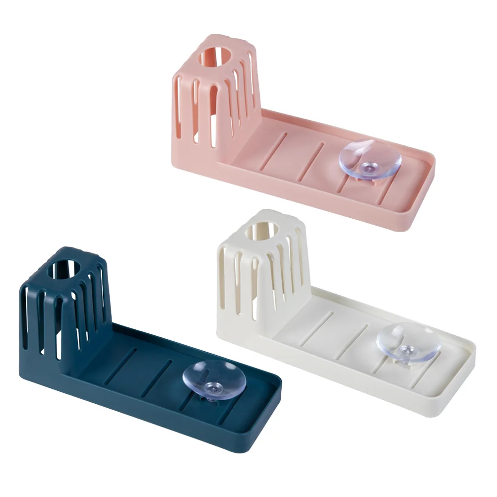 

3 Pcs Sponge Drain Rack Kitchenwares ganizer Holder Plastic Storage Sucker Shelving Heat Resistant Suction Cup Design