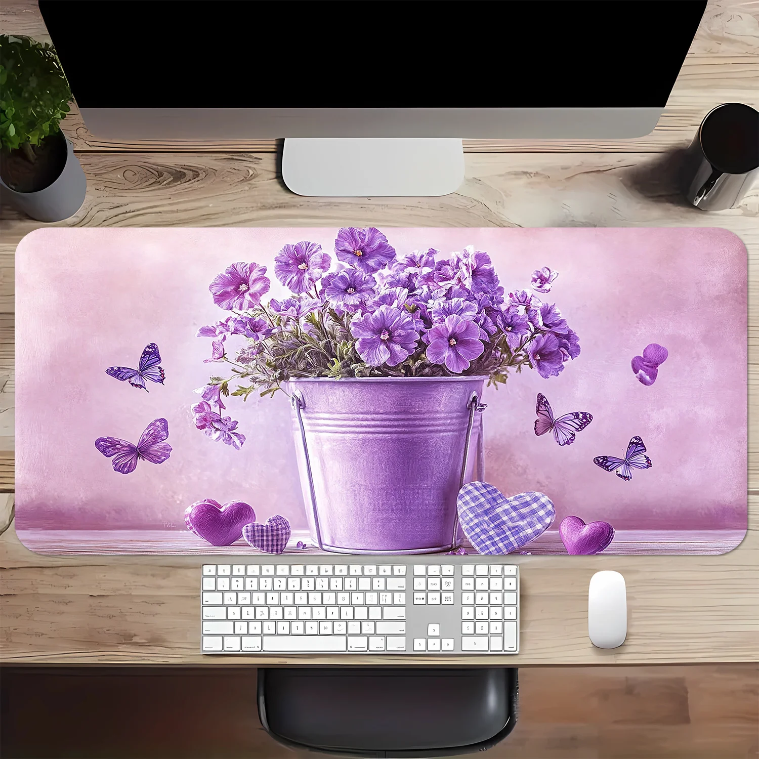 

1pc Floral Desk Mouse Pad, Large, Non-Slip Office Keyboard Mat, Cartoon Flower Pattern, for Gaming, Laptop, Valentine'S Day, Chr