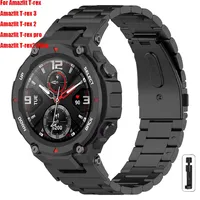 For Amazfit T REX 3 Stainless Steel Watchband For Amazfit T Rex Pro/T-Rex Metal Bracelet Amazfit T-Rex 2 Strap amazfit tex Bands