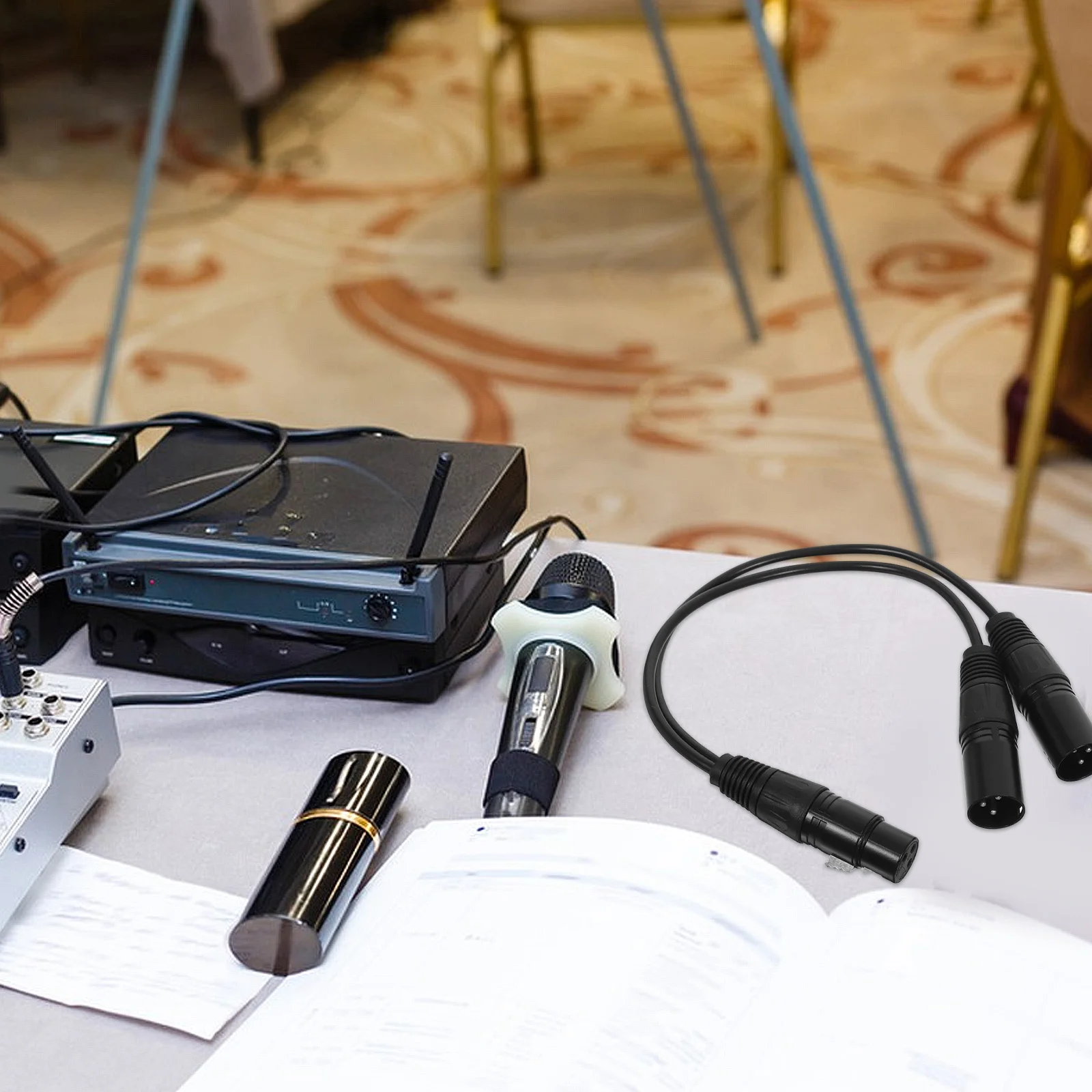 

Xlr Splitter Balanced Microphone Cable 1 Female to 2 Male Audio Adapter Wire Noise Reduction Multi Channel Recording Microphone