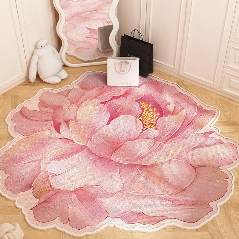 

Flower Shape Cloakroom Floor Mat Large Area Luxury Rugs for Bedroom Thick Dresser Rug Nordic Living Room Decoration Plush Carpet