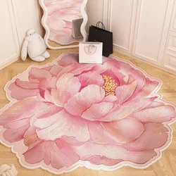 Flower Shape Cloakroom Floor Mat Large Area Luxury Rugs for Bedroom Thick Dresser Rug Nordic Living Room Decoration Plush Carpet
