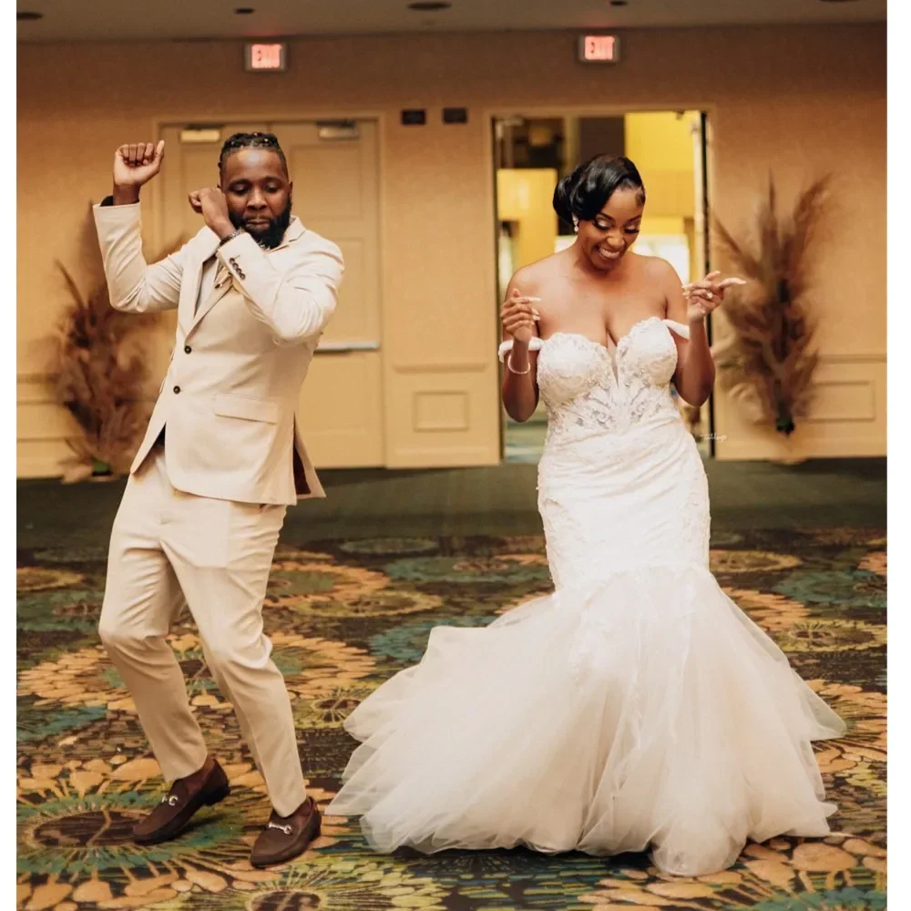 Customized Off the Shoulder Lace Appliques Wedding Dress For Bride African Backless Mermaid Country Bridal Gown