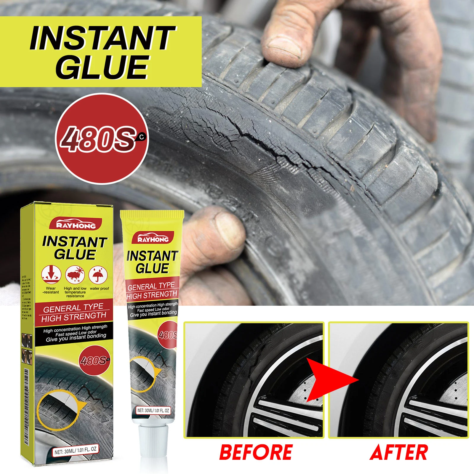 1/2/3/5pcs Strong Instant Tire Repair Glue High Strength Waterproof Rubber Adhesive for Car Tire Crack Repair Car accessories