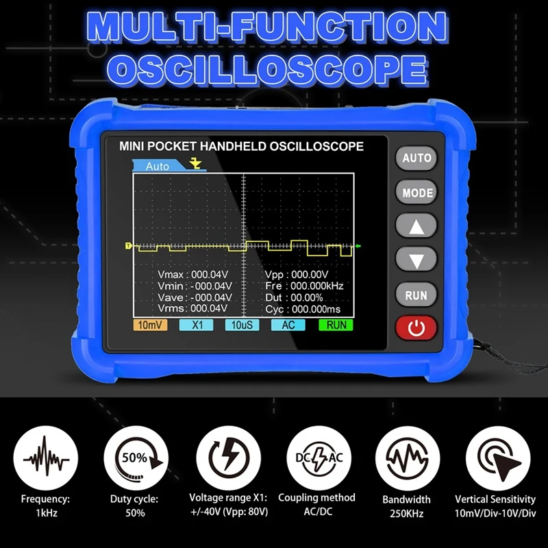 -250K Handheld Digital Oscilloscope 250kHz, 2.5MS/S Sampling, 2.8