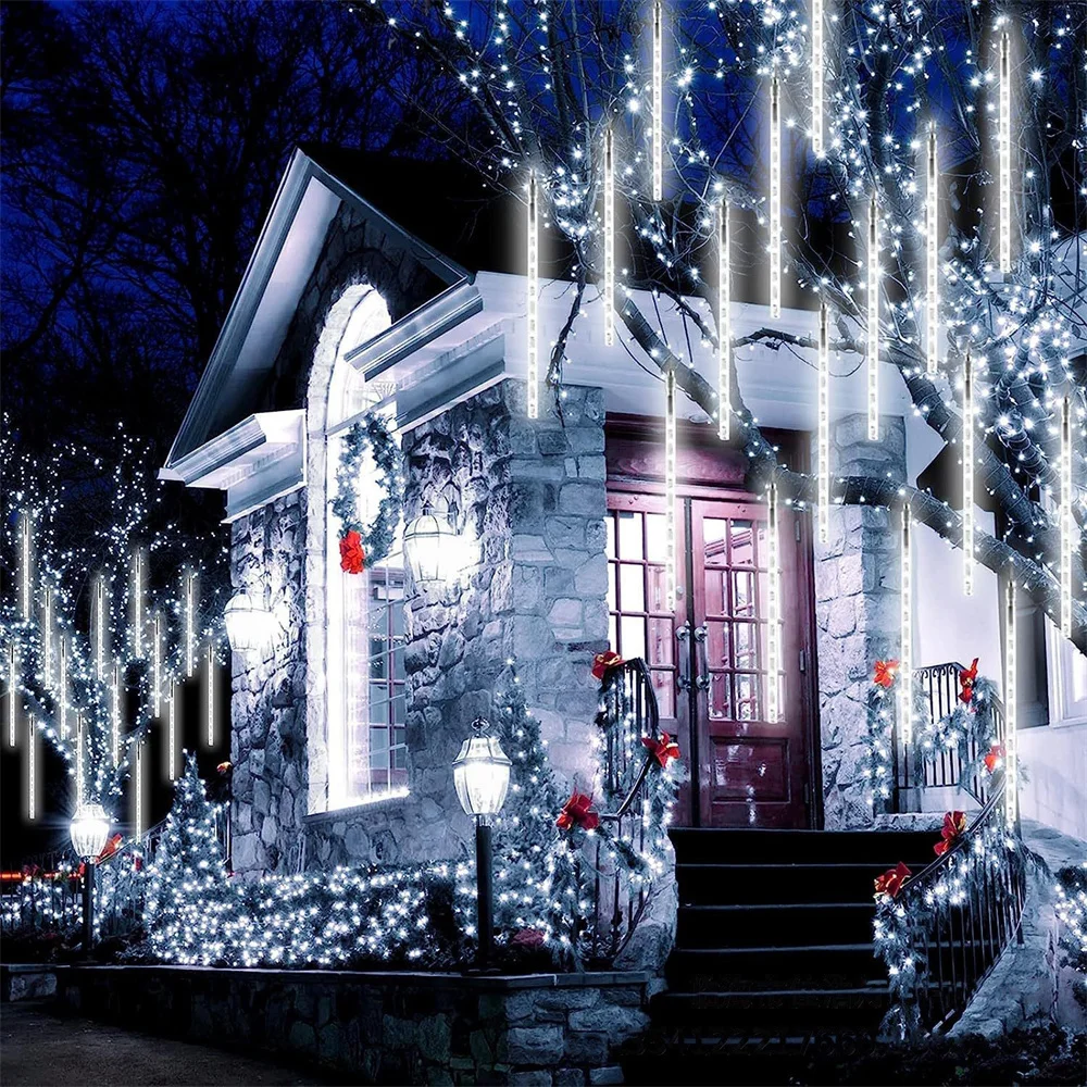 ソーラー LED 流星群ストリングライト防水カラフルな屋外超高輝度滝ライトぶら下げツリーランニングライト