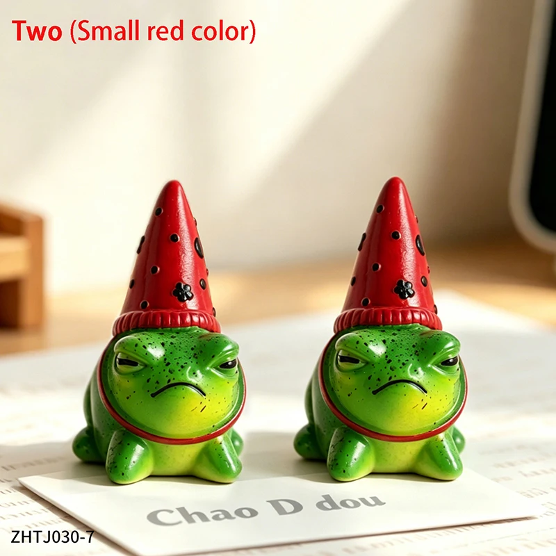 Niedliche Grummelige Frosch-Figur aus Harz mit Gepunktetem Partyhut für Schreibtisch-Dekoration Lustiges Tier-Ornament Geschenkidee für Freunde