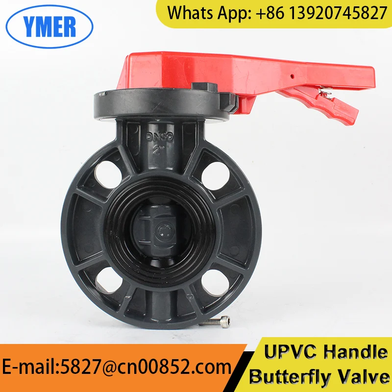 UPVC Butterfly Valve Clamped Handle Butterfly Valve PVC Flange Clamped Acid and Alkali Resistant Manual Butterfly Valve in stock