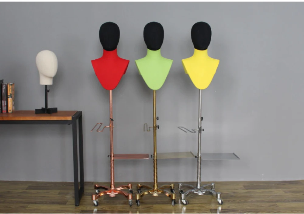 Colorful Multifunctional Female Mannequin Torso Head with Universal Wheel Stand for Wig Jewelry Shoes Scarves Display