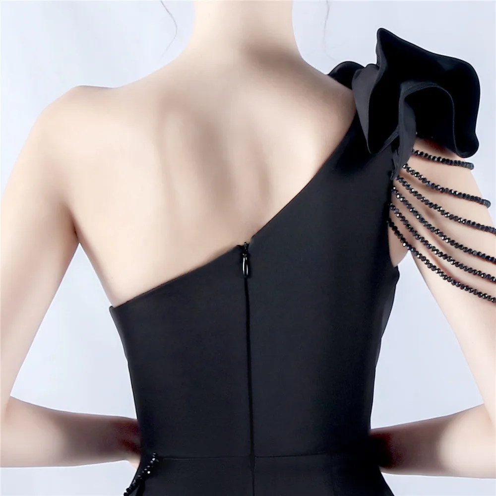 DEERVEADO 7 Colors Women\'s Sexy Slit Evening Dress Long Luxurious Beading Formal Dress Occasions Wedding Party Dress Prom Gown