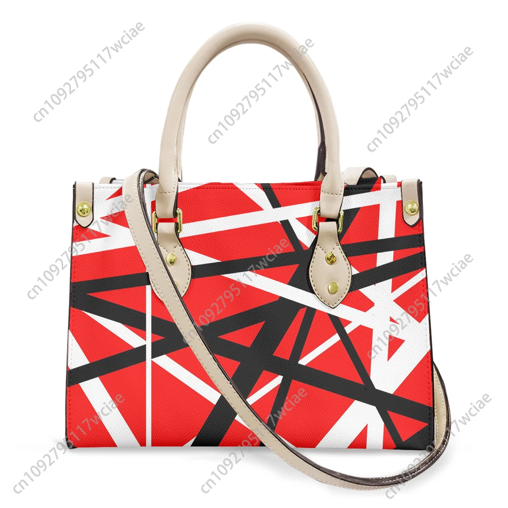 

Van Evh 5150 Stripes Halen Rock Band Tote Bag Purse Womens Mens Personalized Text Image PU Leather Handbag Business Shopping