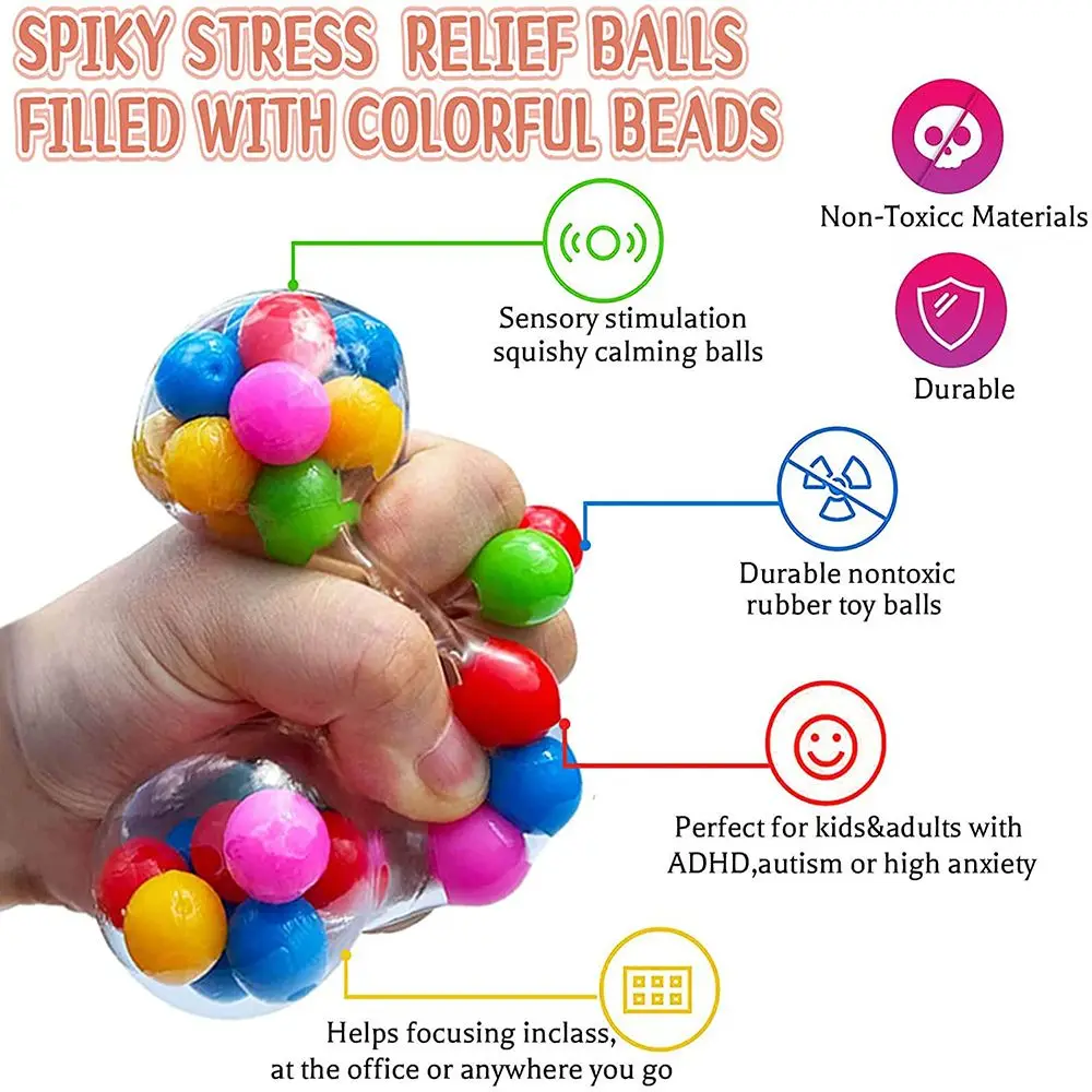 IkColorful Squeeze Ball pour enfants et adultes, Perle d'eau, Décompression, Fidget Toy, Soulagement de l'anxiété, Mm, TDAH, Instituts créatifs soulignés