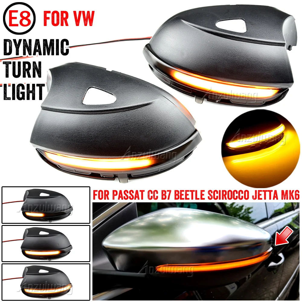 

2X LED Side Wing Rearview Mirror Indicator Blinker Repeater Dynamic Turn Signal Light For VW Passat B7 CC Scirocco Jetta MK6 EOS