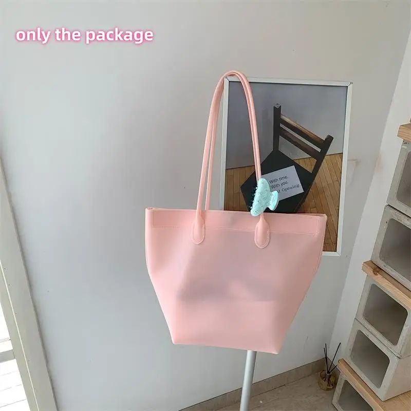 Transparente PVC-Eimertasche, wasserdichte Damen-Tragetasche mit Innentasche, bunte Dopamin-Handtasche für den Arbeitsweg mit großem Fassungsvermögen – Detail 9