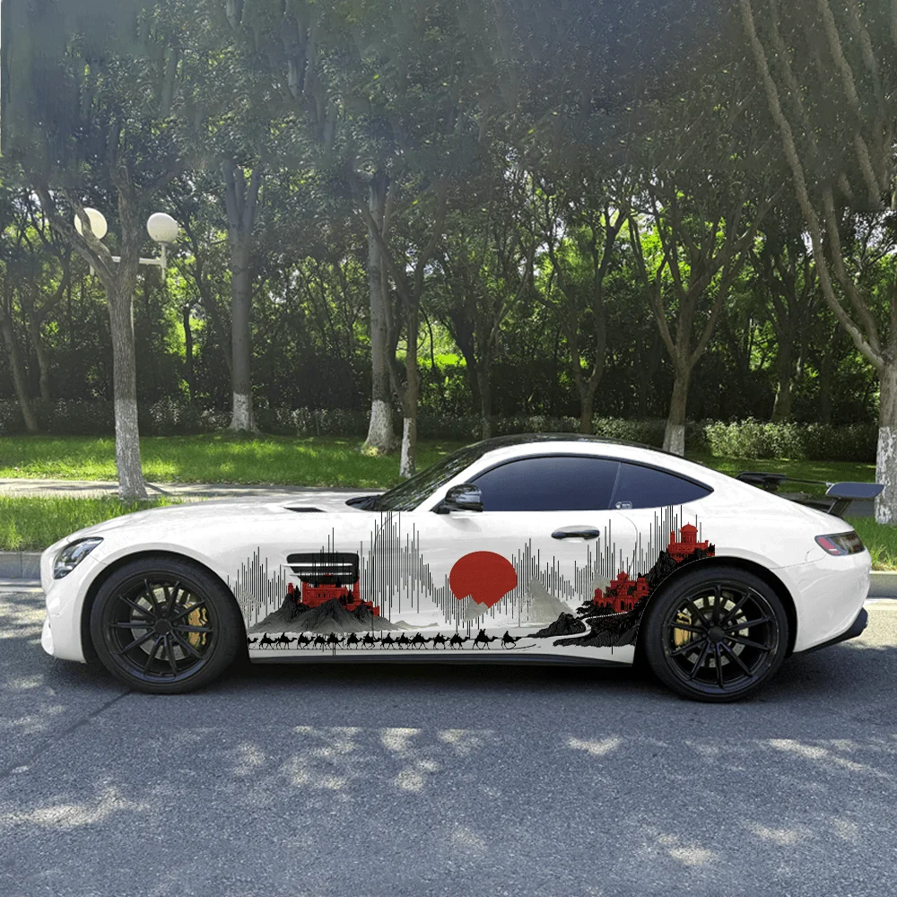 

Desert Camel Caravan Sunset Car Vinyl Wraps Decal Self-adhesive PVC Sticker Suitable for Trucks SUV Decor Auto Accessories Gift