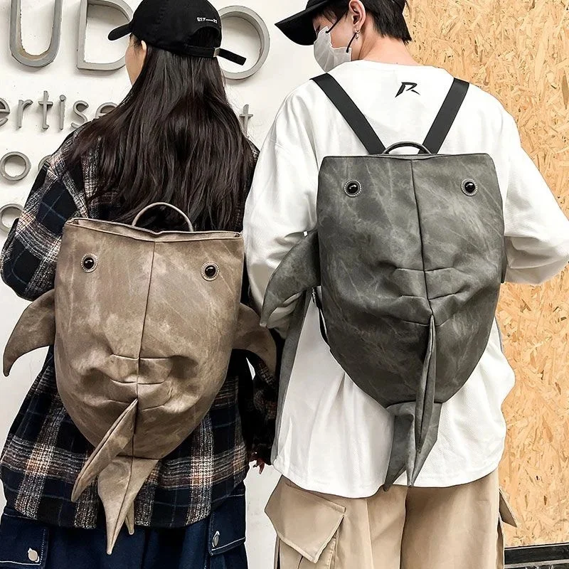 Bolsa de ombro de grande capacidade para homens e mulheres, mochila criativa em forma de tubarão-baleia, mochila versátil, durável, na moda