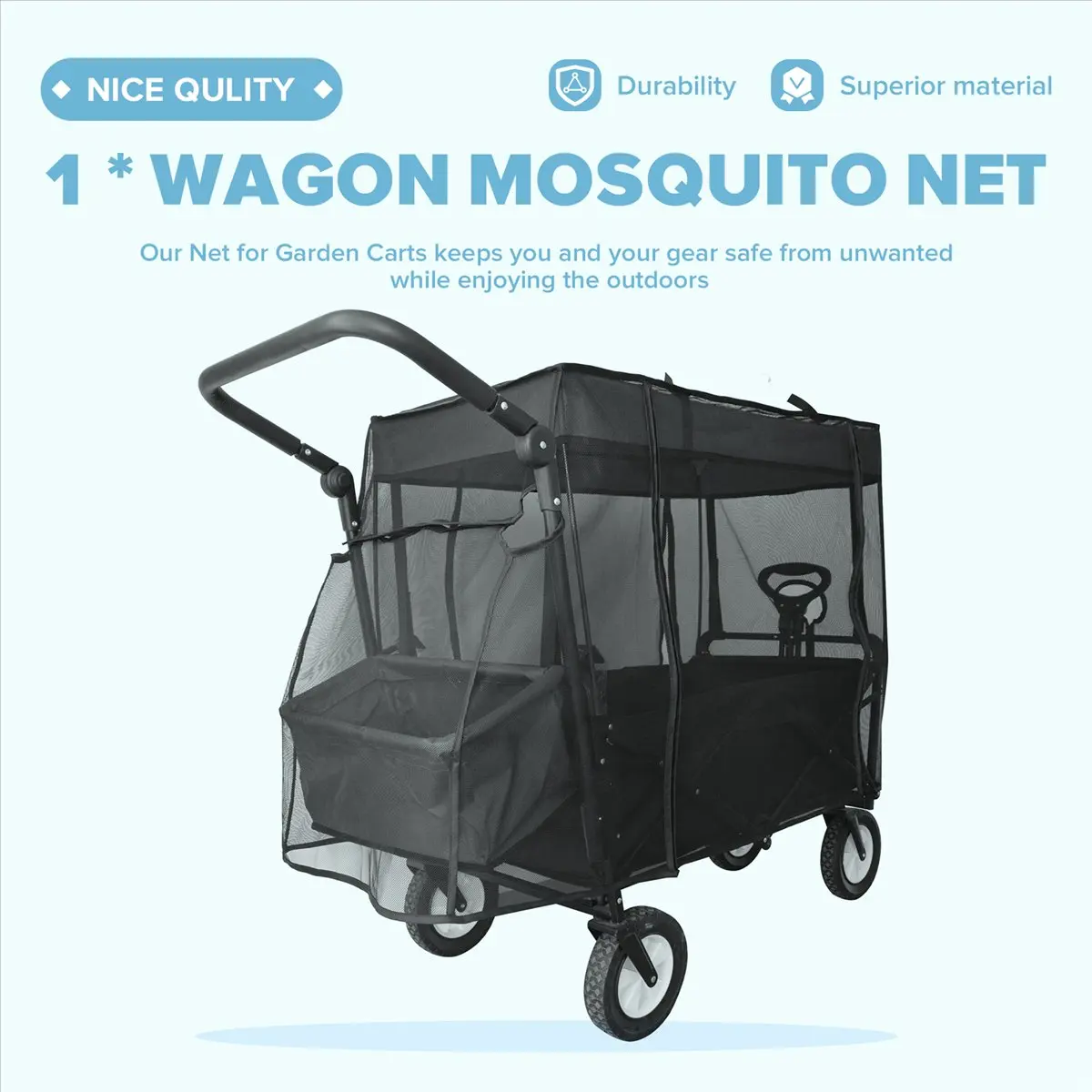 Homegood Mosquito Net for Wagon Universal, Foldable Sun Shade Outdoor Insect Proof Mesh Cover Wagon Accessories