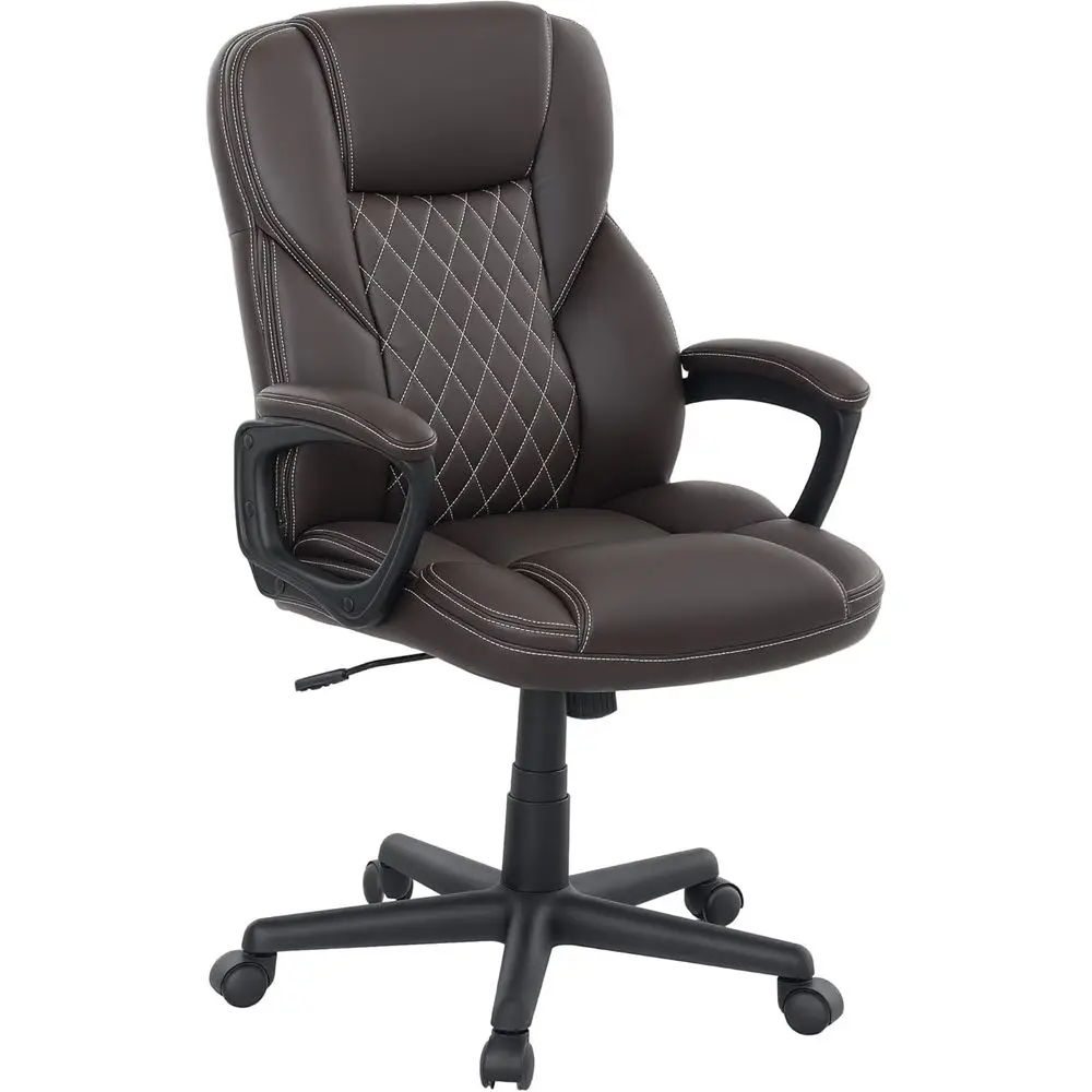 High Back PU Leather Executive Swivel Chair with Adjustable Height and Lumbar Support for Office or Home, Brown