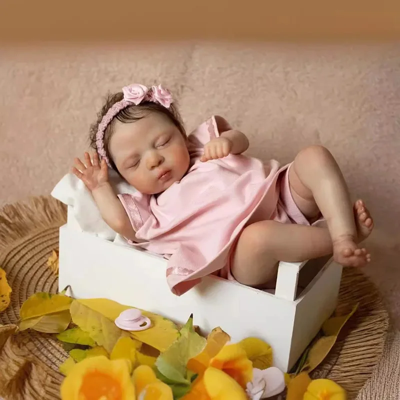 25cm Already Finished Luna Reborn Baby Doll Same As Picture Lifelike Soft Touch 3D Painted Skin Hand-rooted Hair Visible Veins