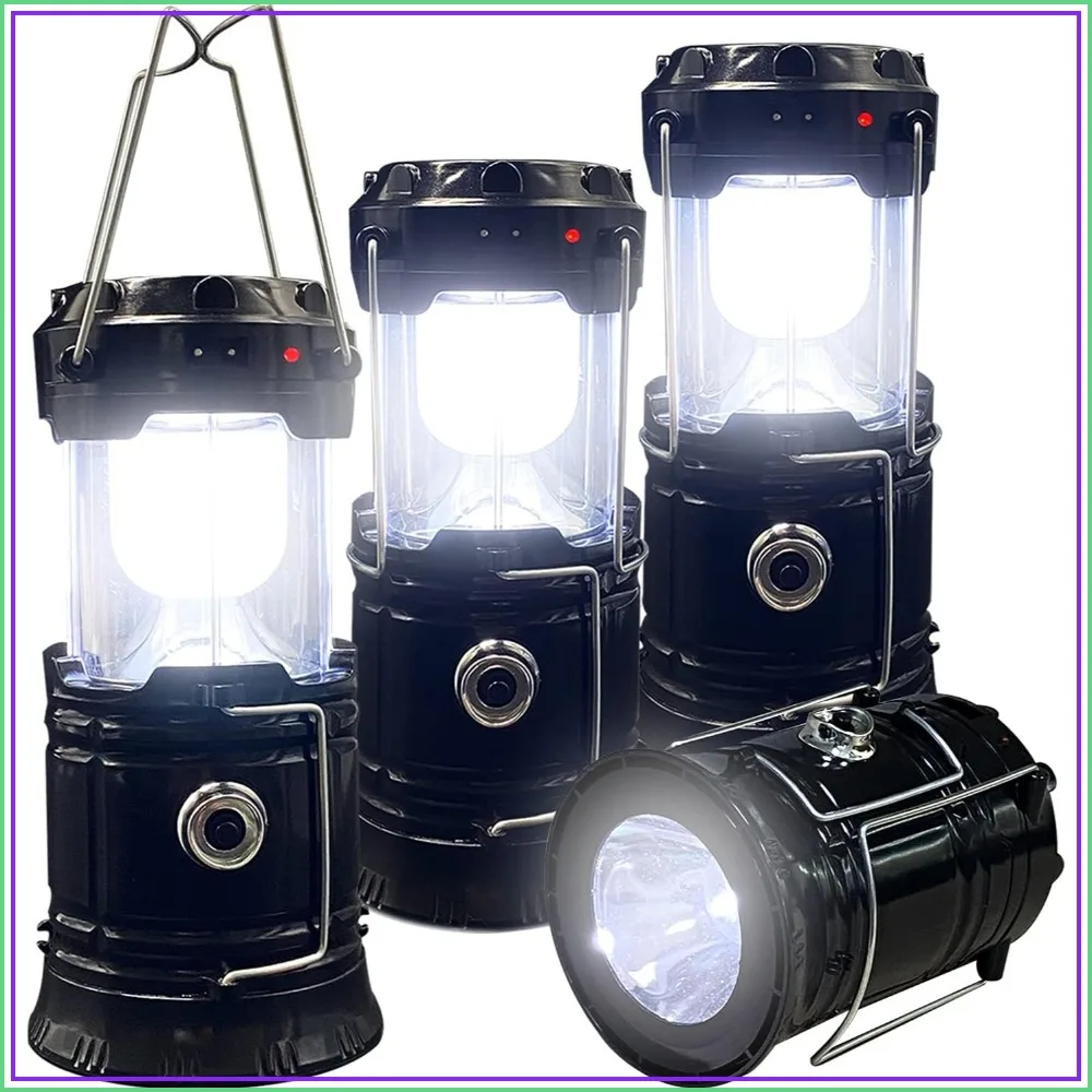 

Collapsible Portable LED Camping Lantern, Waterproof Solar USB Rechargeable, Emergency Flashlight for Outdoor Hiking, Home Power Outages, Hurricane - 4 Pack