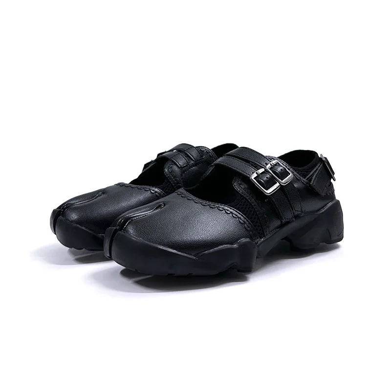 

Женские балетки на толстой подошве с разделенным носком и пряжкой в одно слово, туфли Мэри Джейн, повседневная обувь с низким берцем