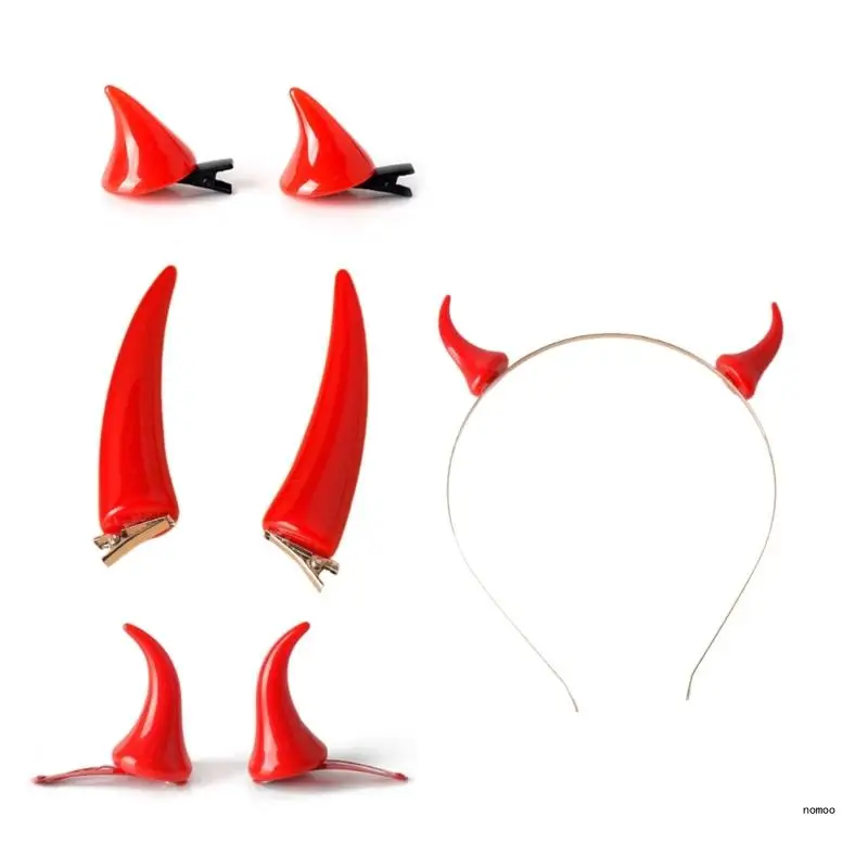 Devil Horn Hairhoop Hair Clip for Cosplay Party Halloween Dress Up Headband Costume Headpiece Masquerades Party Headwear