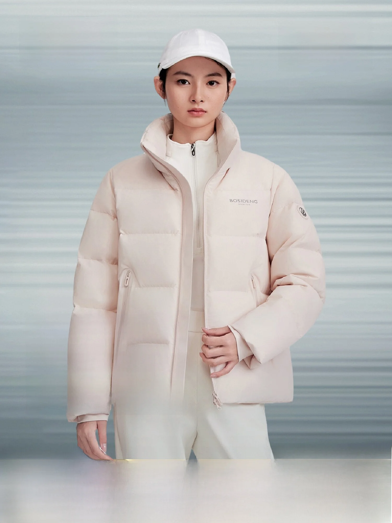 

Bosideng Women's Short Puffer Jacket Winter Warmth Simple Style Bread Style Stand Collar Coat City Casual Long Sleeve Zipper
