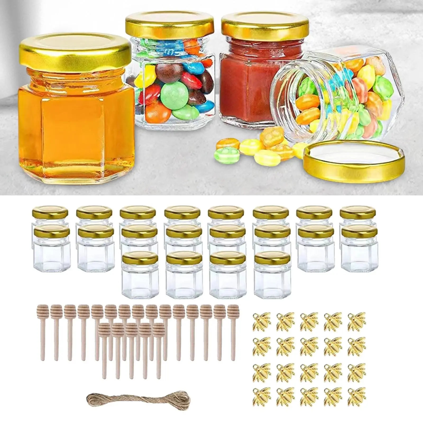 20x Small Glass Jars Honey Jars for Canning, Storing, and Decorative Purpose Candle Making Party Favors Liquids Honey