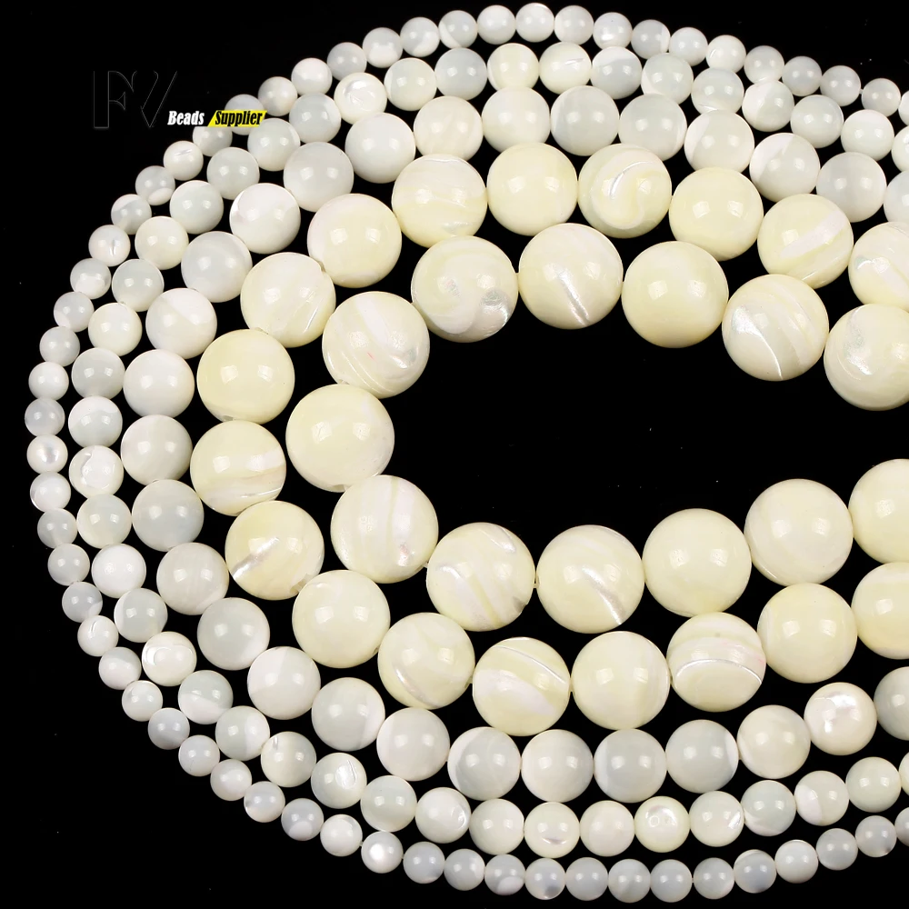 الطبيعية Trochus شل حجر الخرز الجولة فضفاض خزر عازل لصنع المجوهرات قلادة سوار ذاتي الصنع 15 ''اختيار حجم 4/6/8/10/12 مللي متر #3