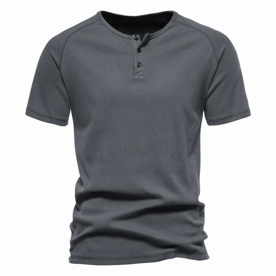 

2023 New Mens Cotton Henley Shirts Summer Short Sleeve Regular Fit Soft Fitness T Shirt Male Solid Casual Basic Tops Tee Hombre