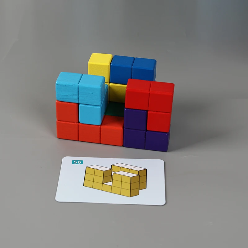 Wooden children's cube blocks, geometric models, math spatial learning, educational toys, Montessori teaching aids