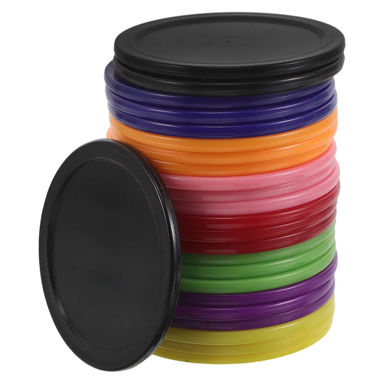 

24Pcs Air Hockey Pucks Replacement 64Mm Red Black Orange Light Green Blue Purple Yellow Pink Heavy Balanced Pucks for Indoor