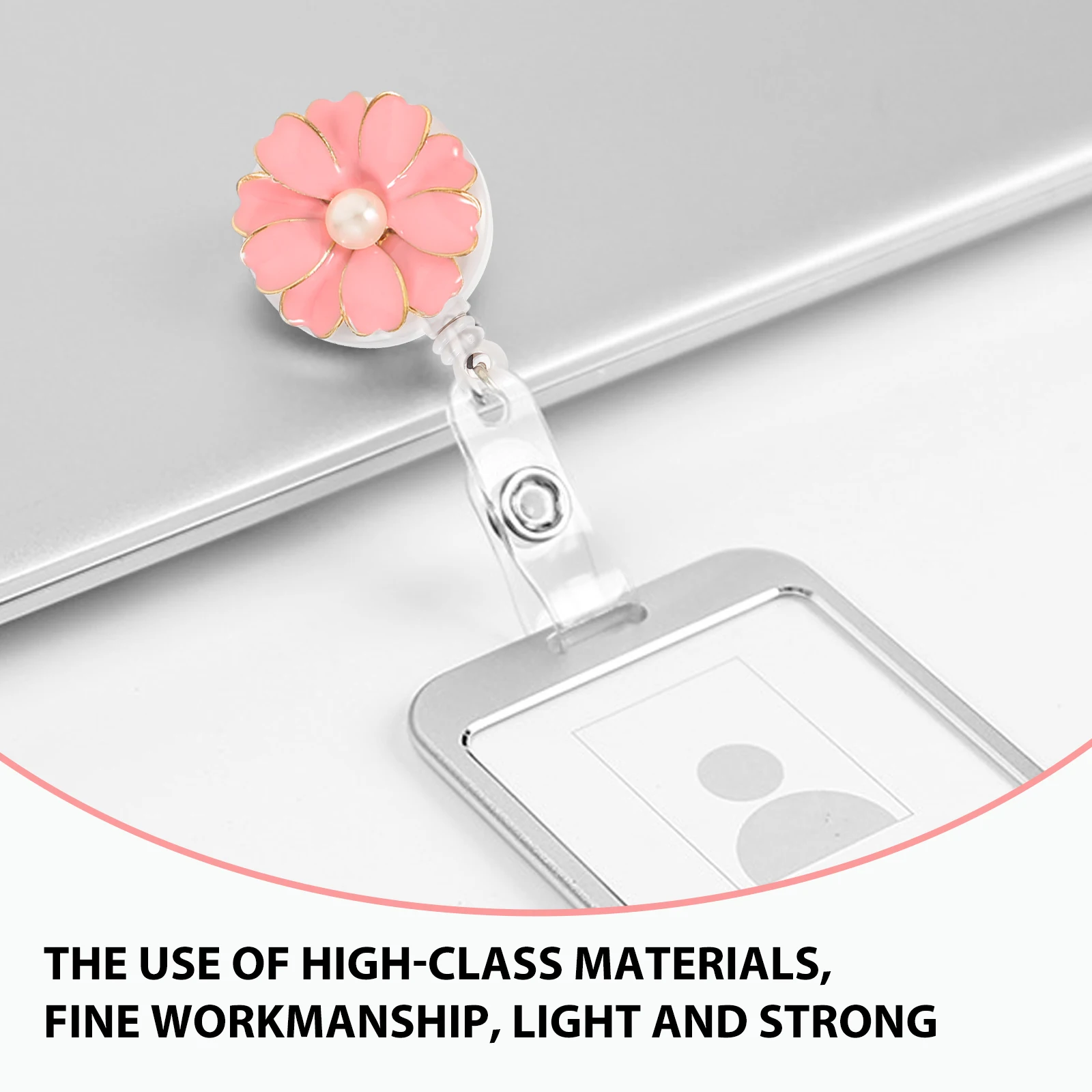 

2pcs Chest Card Clips Retractable Badge Holder Flower Design Secure Belt Clip Name Tag Reel Work Accessory Portable