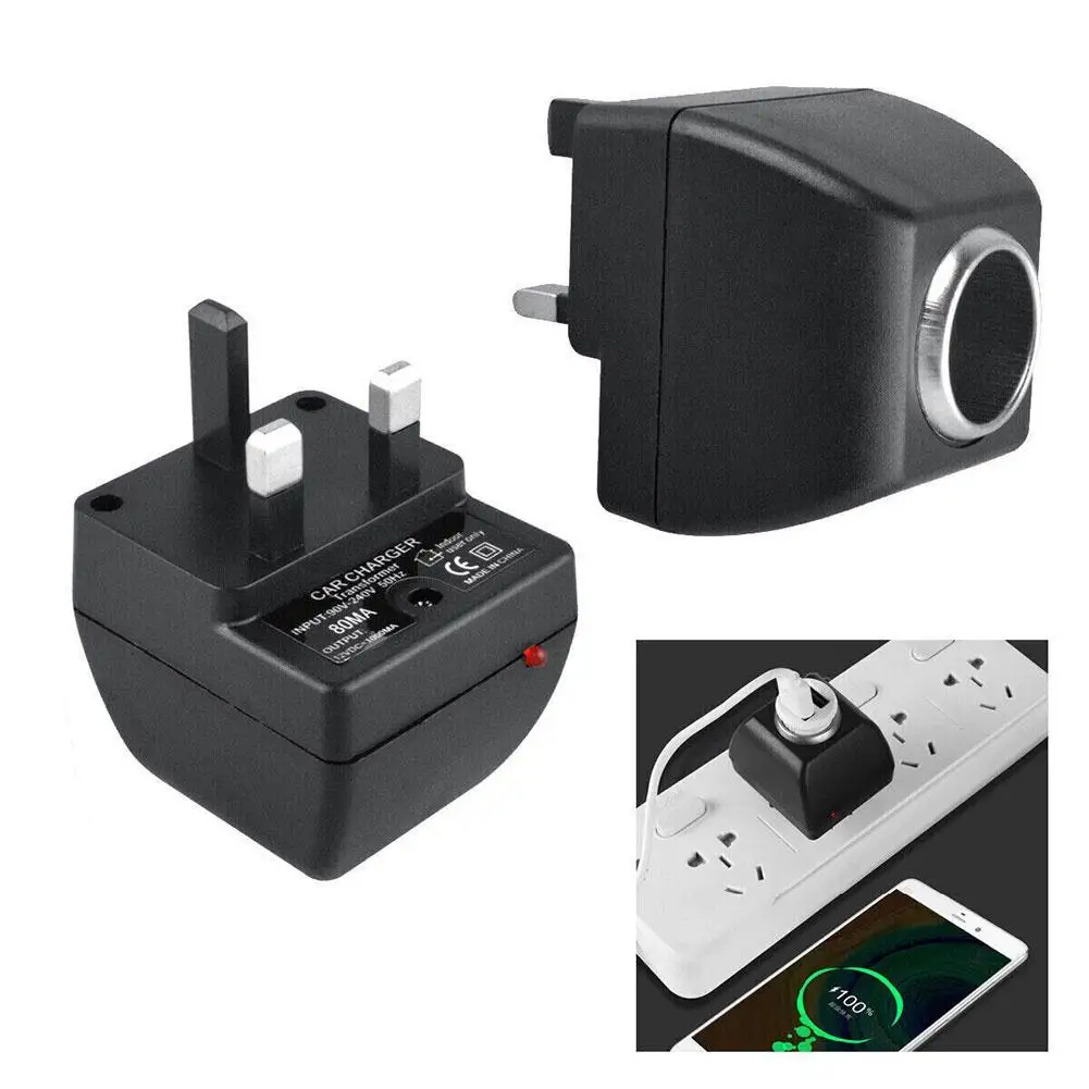 AC Adapter With Car Socket Auto Charger EU Plug 220V AC To 12V DC Use For Car Electronic Devices Use At Home ﻿Household