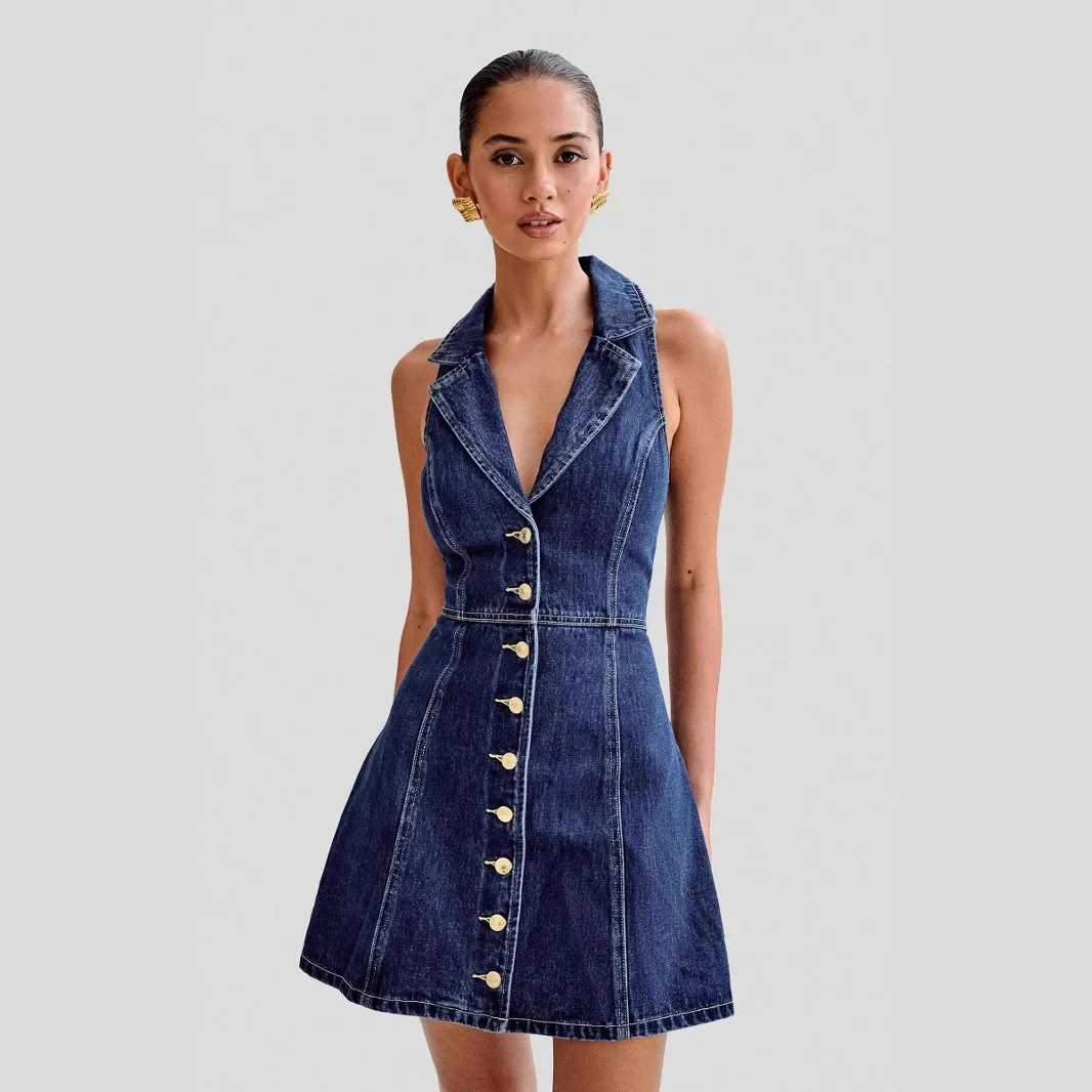 bodycon dress jeans Women's Scoop Neck Zip Up Denim Tank Sleeveless Strap Side Slit Midi Jean Dresses, Blue 1, Small : Clothing, Shoes & Jewelry denim vibe Denim Cutout Bodycon Dress For