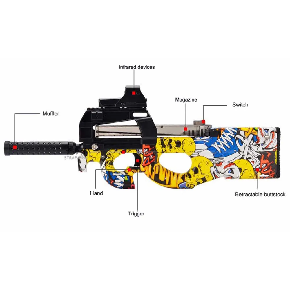 Pistola de juguete para niños, pistola de agua de gelblast, P90, envío directo